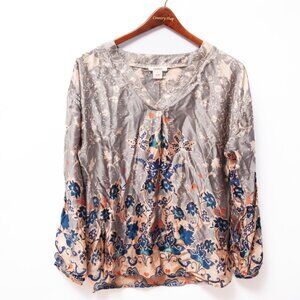 Sundance 100% Silk Boho Blouse Floral Flowy Top Romantic Cottagecore Artist Sz S